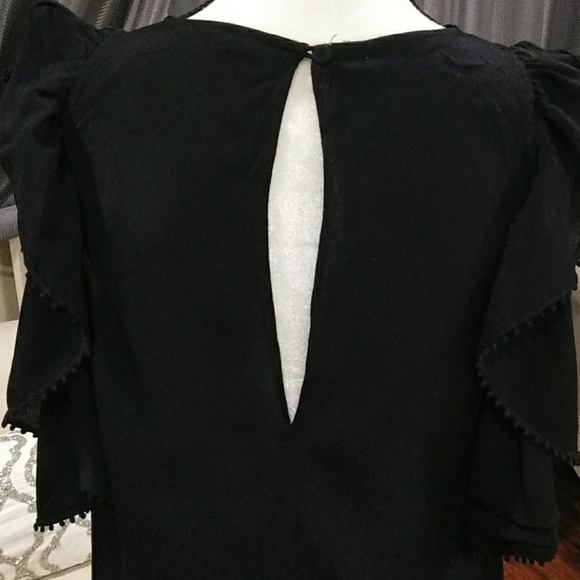 REBECCA MINKOFF  cold shoulder black top size S - Picture 4 of 8